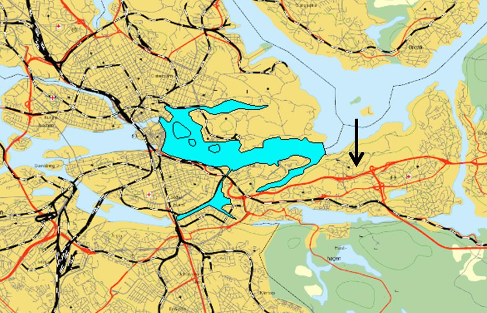 9 (24) Riktningen för dagvattenflödet kan ses i figur 5. Figur 5. Riktning för dagvattenflöde (Nacka kommun, 2016) 2.1 Recipient Recipient för området är Strömmen.