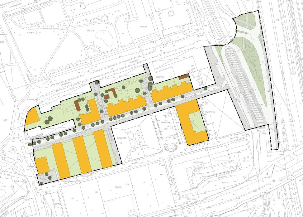 Bebyggelseområden Figur 5 Illustrationskarta. Detaljplanen reglerar huvudsakligen markanvändningen för kvartersmark till centrumändamål och bostäder.
