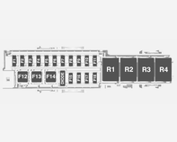 Bilvård 149 Säkringscentral, instrumentpanel Instrumentpanelens säkringscentral i den vänstra änden Instrumentpanelens vänstra säkringscentral sitter i den vänstra änden av instrumentpanelen.