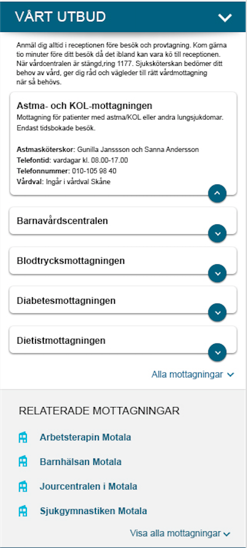 Vårt utbud Har flyttats ovanför Om oss för att den generellt innehåller viktigare