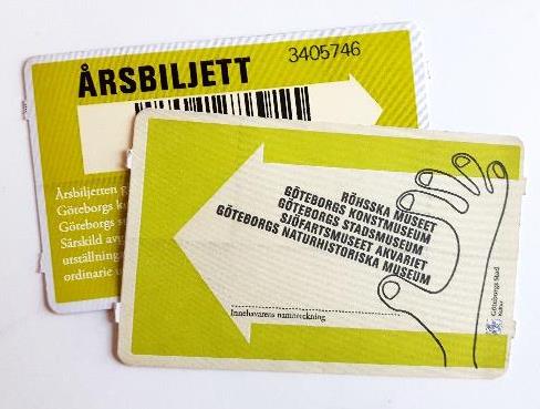 Reportage Museikort FAKTA Årskort till Göteborgs museer ger gratis entré på museerna, förutom vid vissa större utställningar, seminarier eller särskilda program, då det kan utgå en extra avgift.
