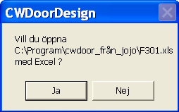 Rapport till fil Det går att skriva ut en rapport till en textfil från CW DoorDesign både i den övre menydelen och från flikarna. I övre menydelen finns det två rapporter. Högerklicka på en dörr.