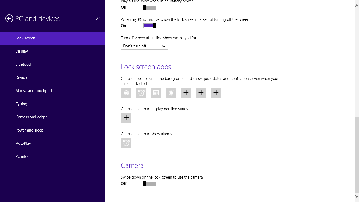 Lägga till app-uppdateringar 1. Starta Charms bar > Settings (inställningar). 2. Välj Change PC Settings > Lock screen (ändra datorinställningar > låsskärm). 3.