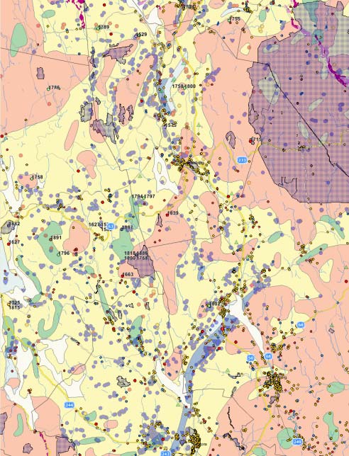 Svenska geodatatjänster. Varför behövs stilmallar? Symbolanpassning i skalintervall Varför behövs SLD? De blågråa punkterna (gruvor) i den lilla rutan skymmer all annan information.