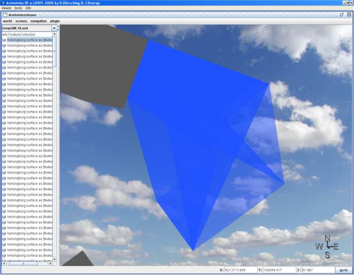 KAPITEL 4. GENOMFÖRANDE (a) Applet med Java3D och X3D-modell inladdad (b) Deformerat data läst genom GeoServers WFS Figur 4.