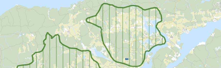 TK 570 N00 Figur 18 - Inzoomat ytobjekt med skalanpassad mönstertäthet och konturlinje En tät skraffering kan bli ogenomskinlig vid utzoomning om tätheten men inte tjockleken ändras med zoomnivån.