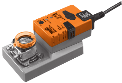 Spjällmotor SM24A-PC Spjällmotor för styrning av spjäll i ventilationsanläggningar Lämplig för spjäll upp till 4 m2 Vridmoment 20 Nm Matningsspänning AC/DC 24 V Styrsignal: kontinuerlig 0.