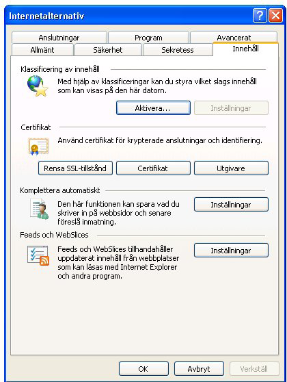 INTERNET EXPLORER Markera Åsidosätt automatiskt cookiehantering.