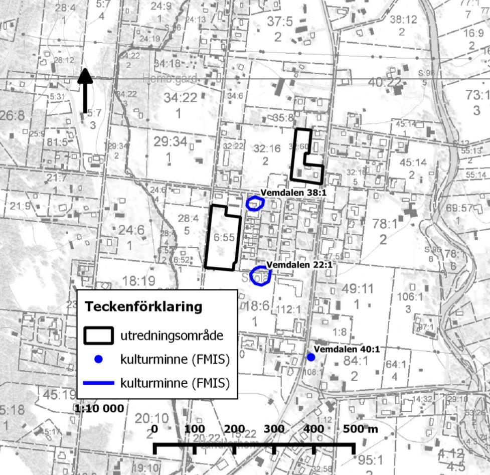 Fornlämningsmiljö I utredningsområdets närhet finns ett antal kulturhistoriska lämningar registrerade vid RAÄ:s fornminnesinventering (figur 2).