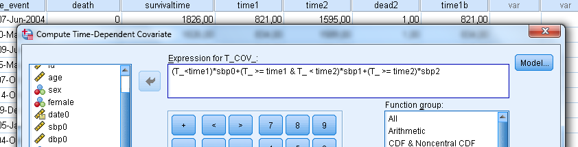 4.7 Cox, Tids beroende prediktorer Formeln nedan ger att: SBP = SBP0