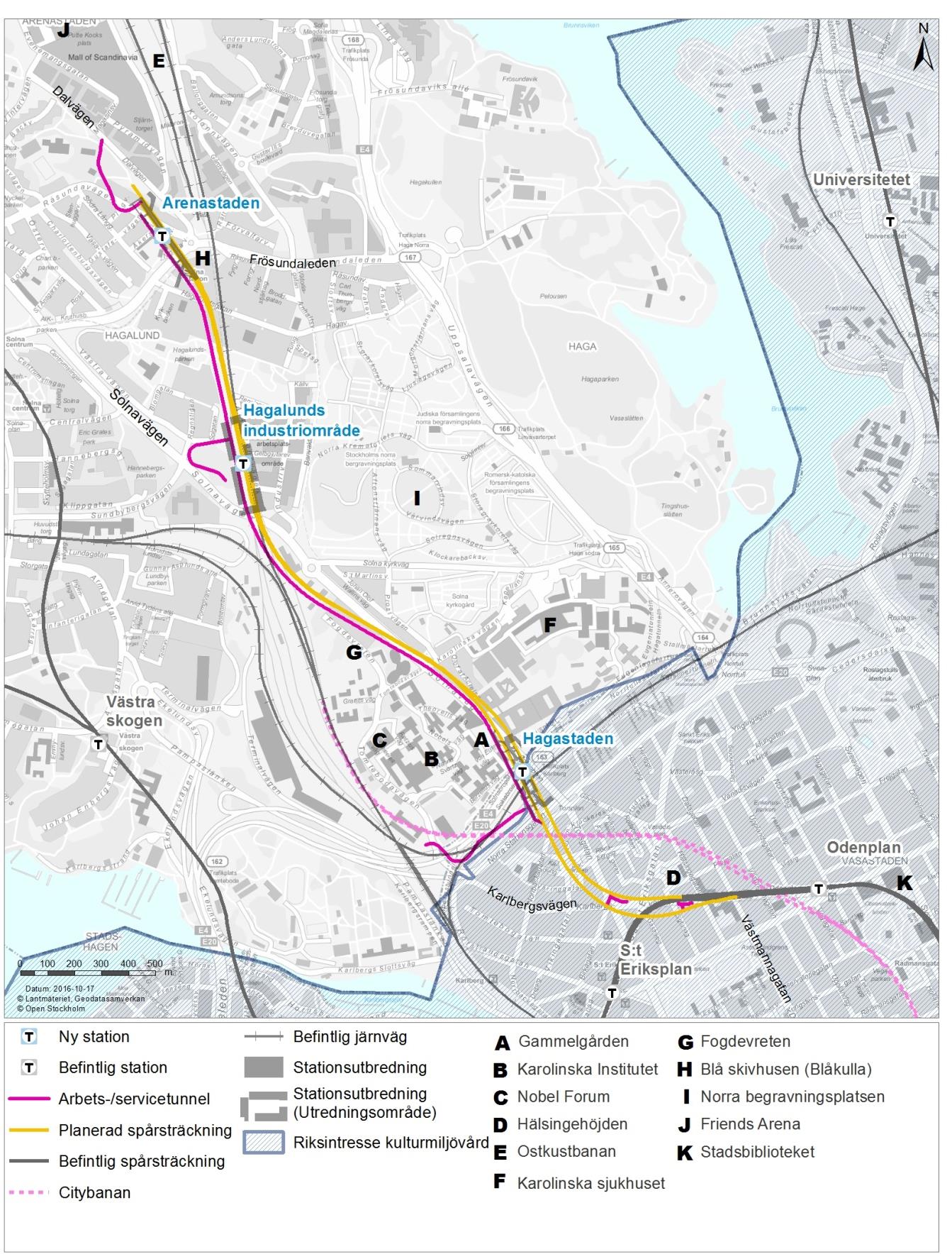 Sträckning och stationslägen