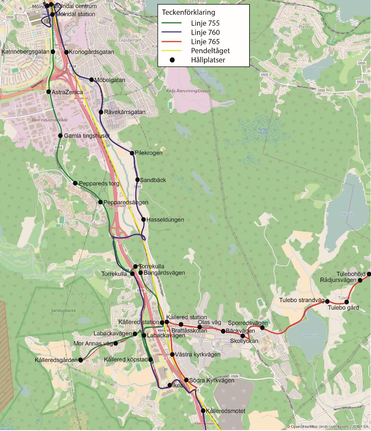 2 Nuvarande kollektivtrafik I dagsläget finns det fyra olika alternativ för att resa till Kållered köpstad eller Ikea med kollektivtrafik.