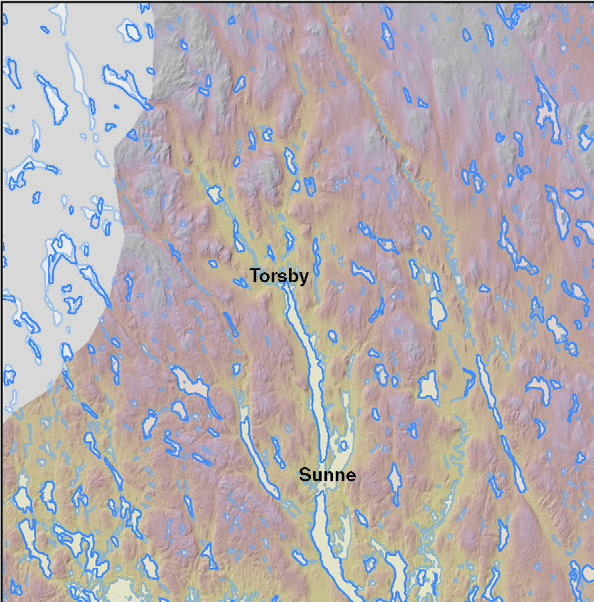 Torsby Sunne Karlstad 20 km Figur 6. Strandnivåer 9 000 år före nutid. Torsby Sunne Karlstad 20 km 8 (22) Figur 7.