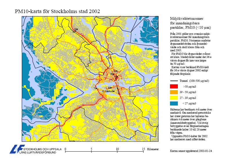 BILAGA A RAPPORT 82 (116) kan halten som är uppmätt på Södermalm i Stockholm anses vara representativ för resten av Stockholm.