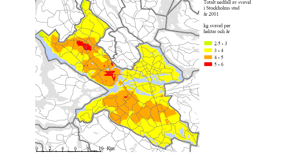 BILAGA A RAPPORT 98 (116) Svavelnedfallet i Stockholm mäts vid Sveavägen och Kanaan.