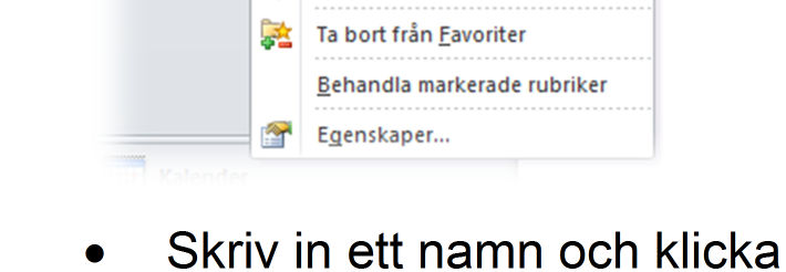 5.1.9 Skapa egna mappar I mapplistan till vänster på skärmen finns ett antal standardmappar som följer med programmet när det installeras.