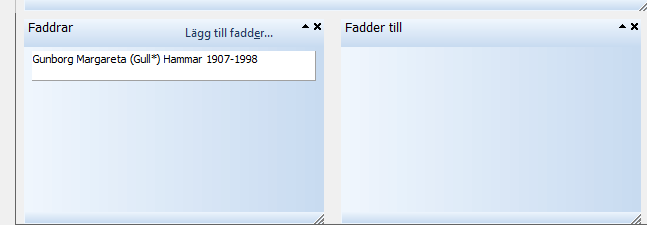 Lägg till faddrar Se till att panelen Faddrar är öppen.