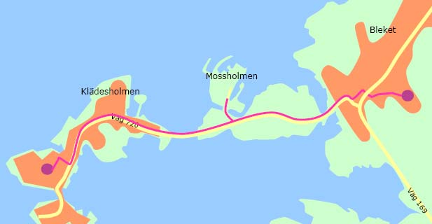 9 (18) restauranger och liknande, som finns i Bleket och vid Klädesholmen. En annan viktig målpunkt är de närmaste badplatserna.