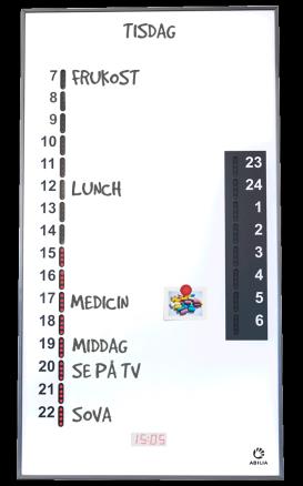 Sigvart Dygnstavla/ MEMOdayplanner Sigvart är en whiteboardtavla som kan ge översikt över en dags aktiviteter.