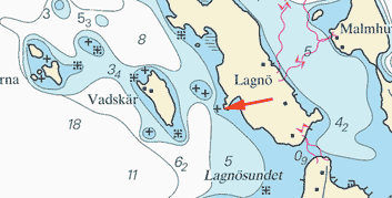 Nr 170 10 Mälaren och Södertälje kanal / Lake Mälaren and Södertälje kanal * 4260 Sjökort/Chart: 111 Sverige. Mälaren. V om Lagnö. Undervattenssten.