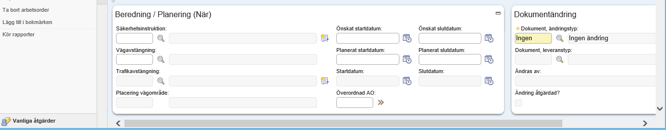 RUTINBESKRIVNING MAXIMO 64 (76) Fliken Lista: I de fall inte Snabbregistreringsvalet användes så visas Arbetsorderbevakningens Lista.