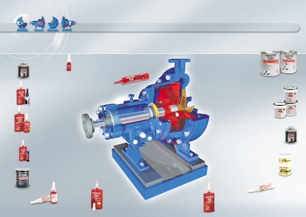 Tillämpningar för industripumpar Förhindra fastrostning och kärvning av gängor med Loctite 8023 Marine Grade Anti-Seize.