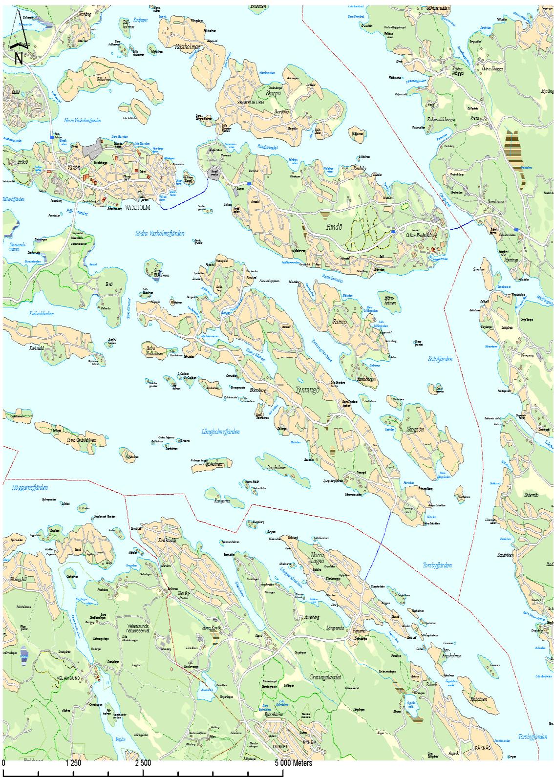 2. Bakgrund Figur 2 Översiktskarta Tynningö Tynningö, en ö inom Vaxholms stad, bestod under 1900-talet mestadels av fritidshus.