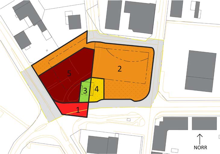 Planbeskrivning 19 (20) 1 (RÖTT) = mark överförs från fastigheten Saluhallen 2 till Skurup 50:179.