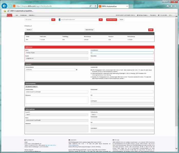 DEFA Beställningsportal - Varukorg Förhandsvisning av beställningen. Du kan ändra i din beställning eller välja Slutför om allt stämmer.