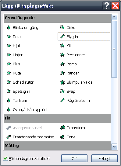 DIAGRAMEFFEKTER I programmet finns en mängd olika effekter som är speciellt anpassade för objekten Smartart, organisationsscheman och diagram.