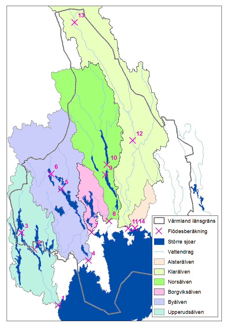 5.3 Vattenföring Vattenföring är benämningen för den mängd vatten som rinner fram i ett vattendrag och mäts ofta i kubikmeter per sekund (m 3 /s).