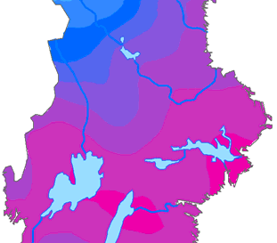 Figur 8-1. Antalet dagar med hög brandrisk under referensperioden 1961-1990 (vänster) och 2068-2097 (höger), baserat på sex olika klimatscenarier.