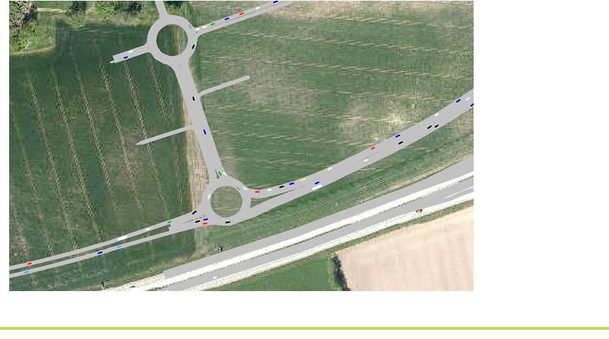 B Hammarleden/Blekingevägen: Föreslås utformas med ett vänsterssvängskörfält västerifrån, vilket fungerar utan problem i simuleringen.