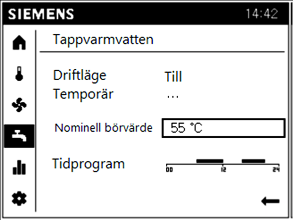 Områdesspecifik rumstemperaturreglering: Använd inställningen Uppvärmning" för tillfällig områdesspecifik (kretsspecifik) temperaturreglering.