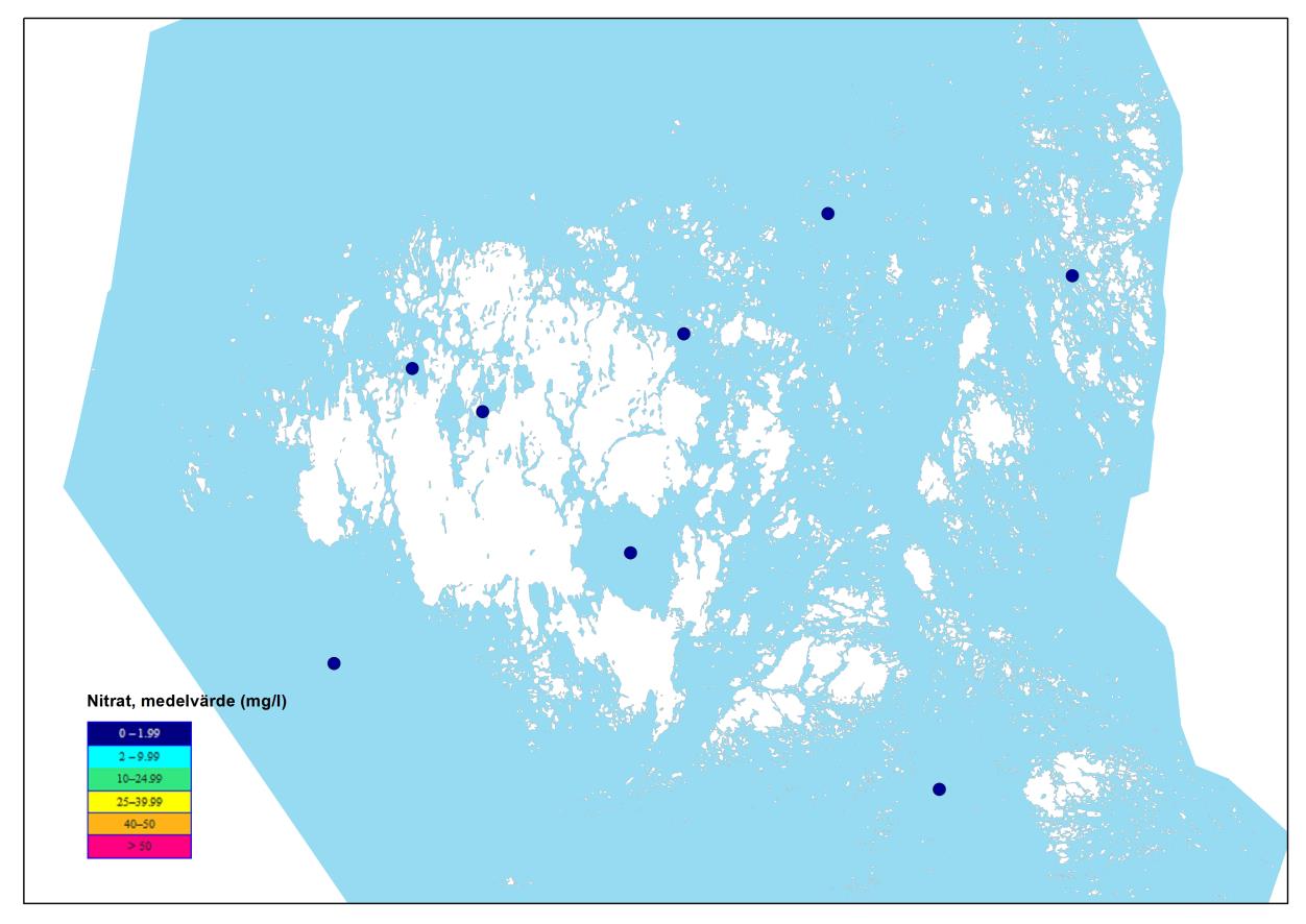 Nitrathalter i kustvatten Figuren visar nitrathalter i kustvatten. Det finns signifikant skillnad för perioden mellan 2004-2008 eller 2009-2011.