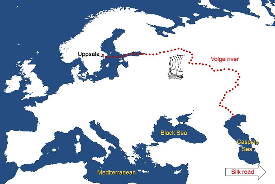 Floden Volga i Ryssland var en viktig handelsled för siden från Orienten.