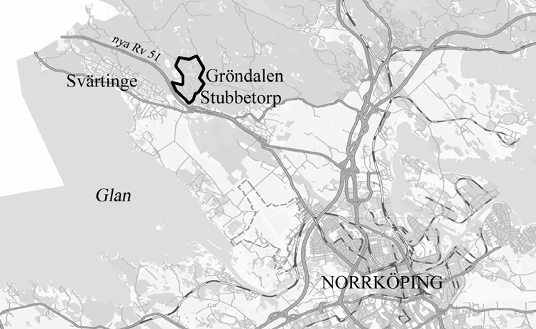 1(12) P LANBESKRIVNING Gröndalen (prick) ligger strax öster om Svärtinge och norr om nya riksvägen tillhörande tillägg till detaljplan för GRÖNDALEN inom Östra Eneby i Norrköping, fysisk