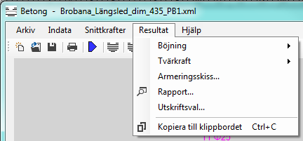 caeec210 Concrete designer beam Sidan 23(35) 6 Resultat Knappar i dialogerna Diagraminställning Inlägg byglearmering Kopiera bild till klippbordet Skriv ut Informationen i dialogerna visar den