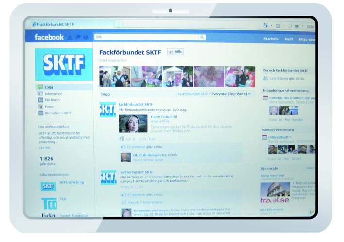 Verksamhetsberättelse 27 SKTF på Facebook och Twitter Att vara närvarande på sociala medier blev allt viktigare under 2010. Under året ökade SKTF sitt engagemang på Facebook och Twitter.
