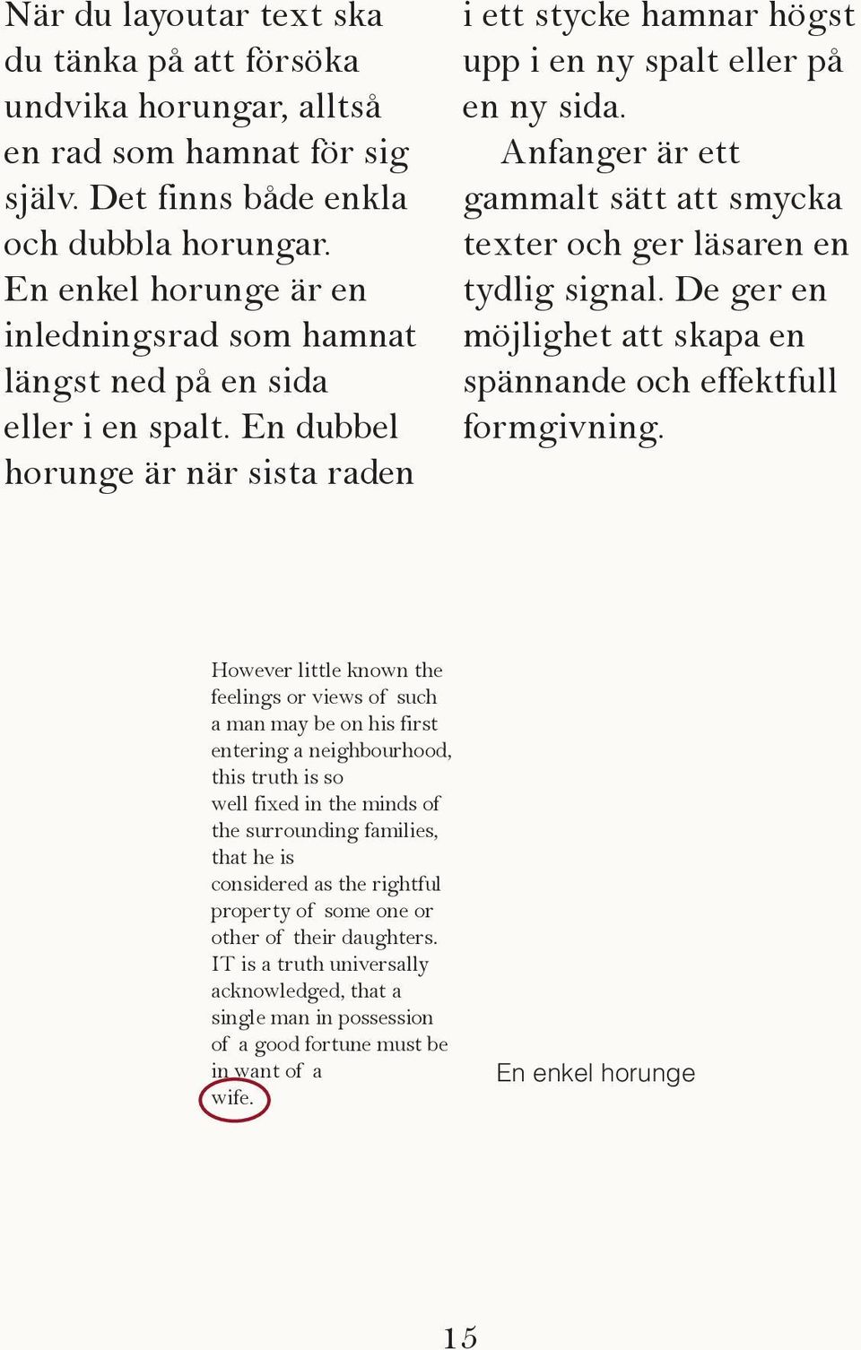 Anfanger är ett gammalt sätt att smycka texter och ger läsaren en tydlig signal. De ger en möjlighet att skapa en spännande och effektfull formgivning.