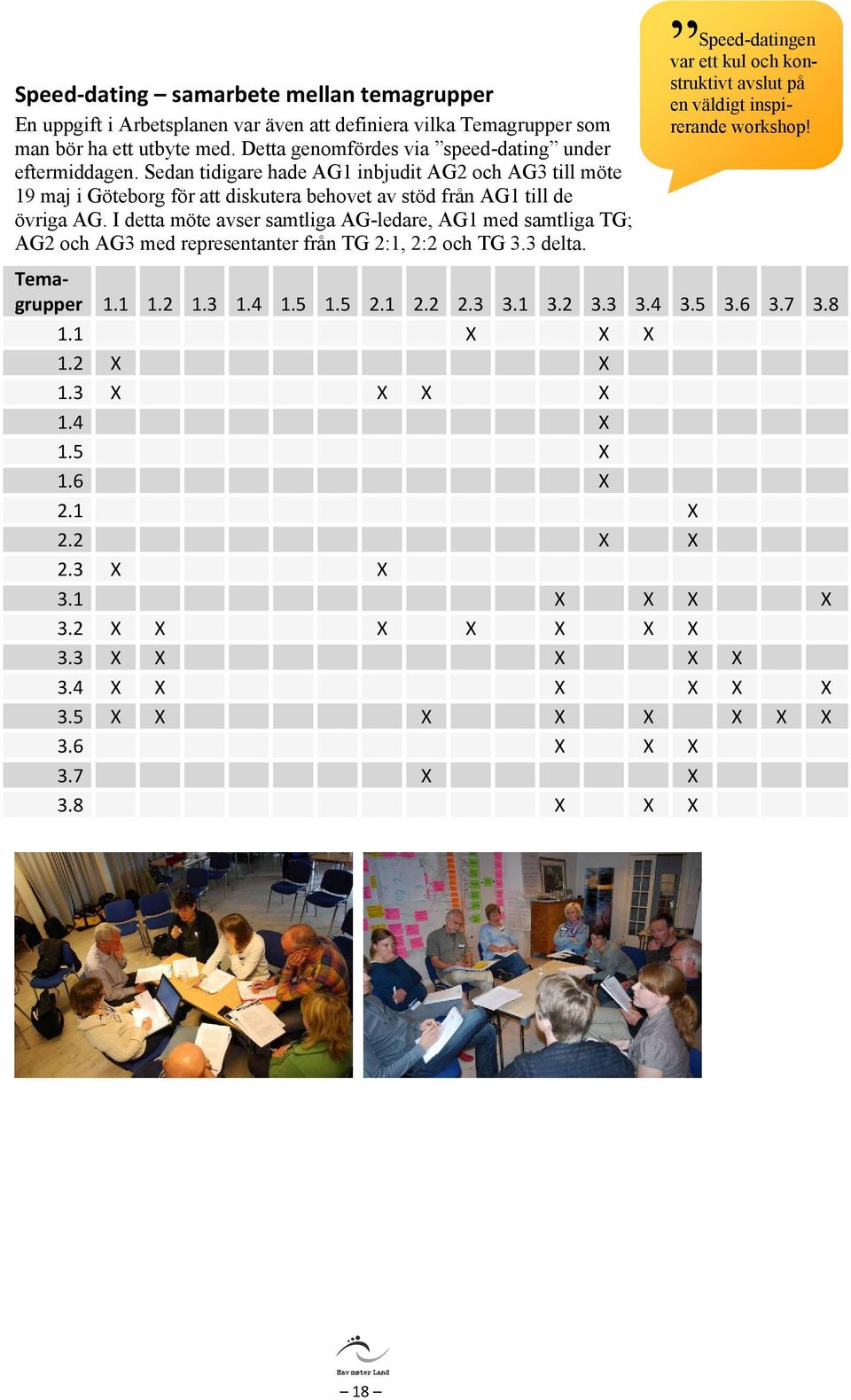 I detta möte avser samtliga AG-ledare, AG1 med samtliga TG; AG2 och AG3 med representanter från TG 2:1, 2:2 och TG 3.3 delta.