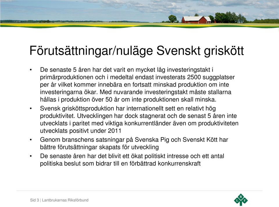 Svensk grisköttsproduktion har internationellt sett en relativt hög produktivitet.