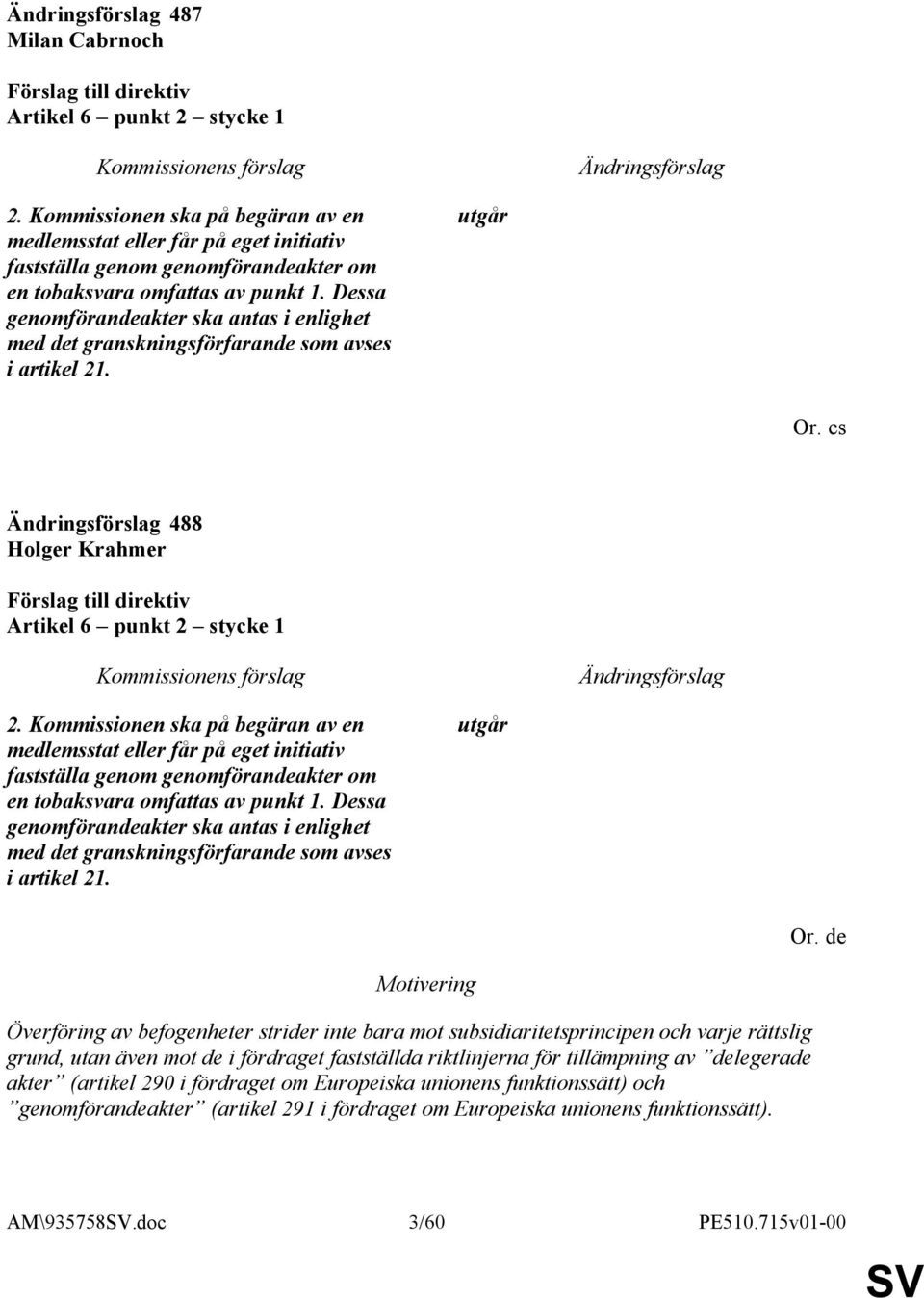 Kommissionen ska på begäran av en medlemsstat eller får på eget initiativ fastställa genom genomförandeakter om en tobaksvara omfattas av punkt 1.