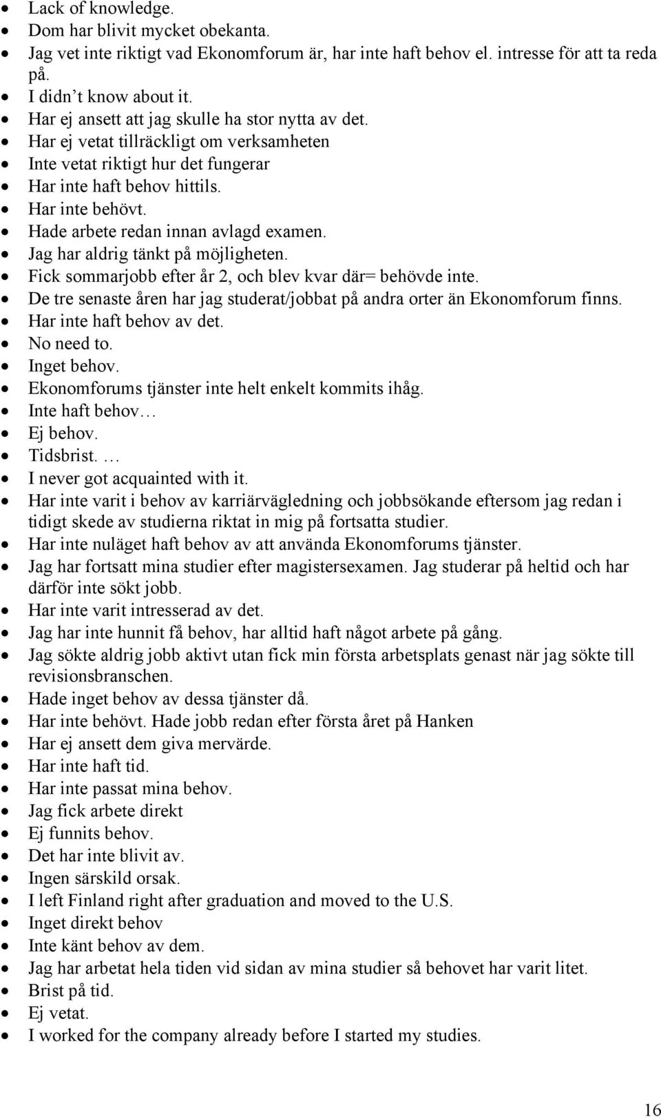 Hade arbete redan innan avlagd examen. Jag har aldrig tänkt på möjligheten. Fick sommarjobb efter år 2, och blev kvar där= behövde inte.