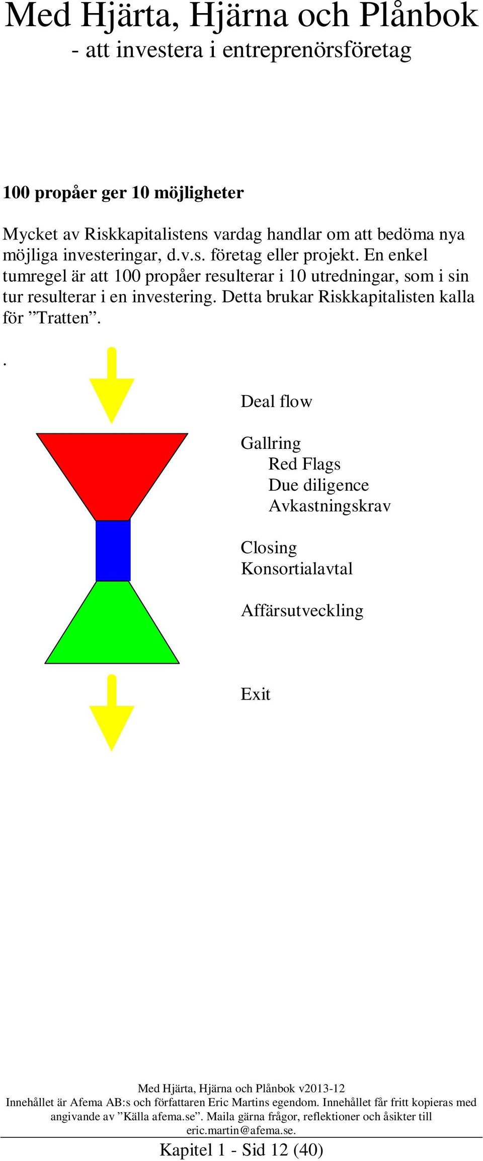 En enkel tumregel är att 100 propåer resulterar i 10 utredningar, som i sin tur resulterar i en investering.