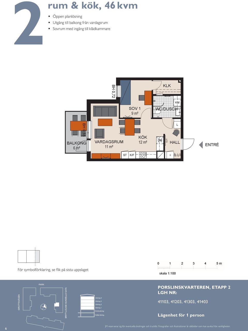 Balkong mot Sovrum med ingång till klädkammare KK BAKO m BAKO 6 m² BH,7 m VARDASRUM m² KK m² M E/IT HA HA VARDASRUM BAKO 6 m² VARDASRUM m² SOVRUM S M E/IT HA HA HA E/IT 6 våning tr TR