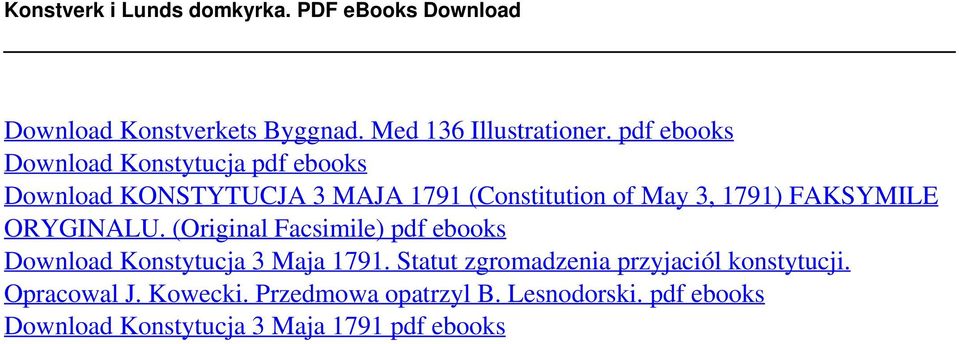 pdf ebooks Download Konstytucja pdf ebooks Download KONSTYTUCJA 3 MAJA 1791 (Constitution of May 3, 1791) FAKSYMILE