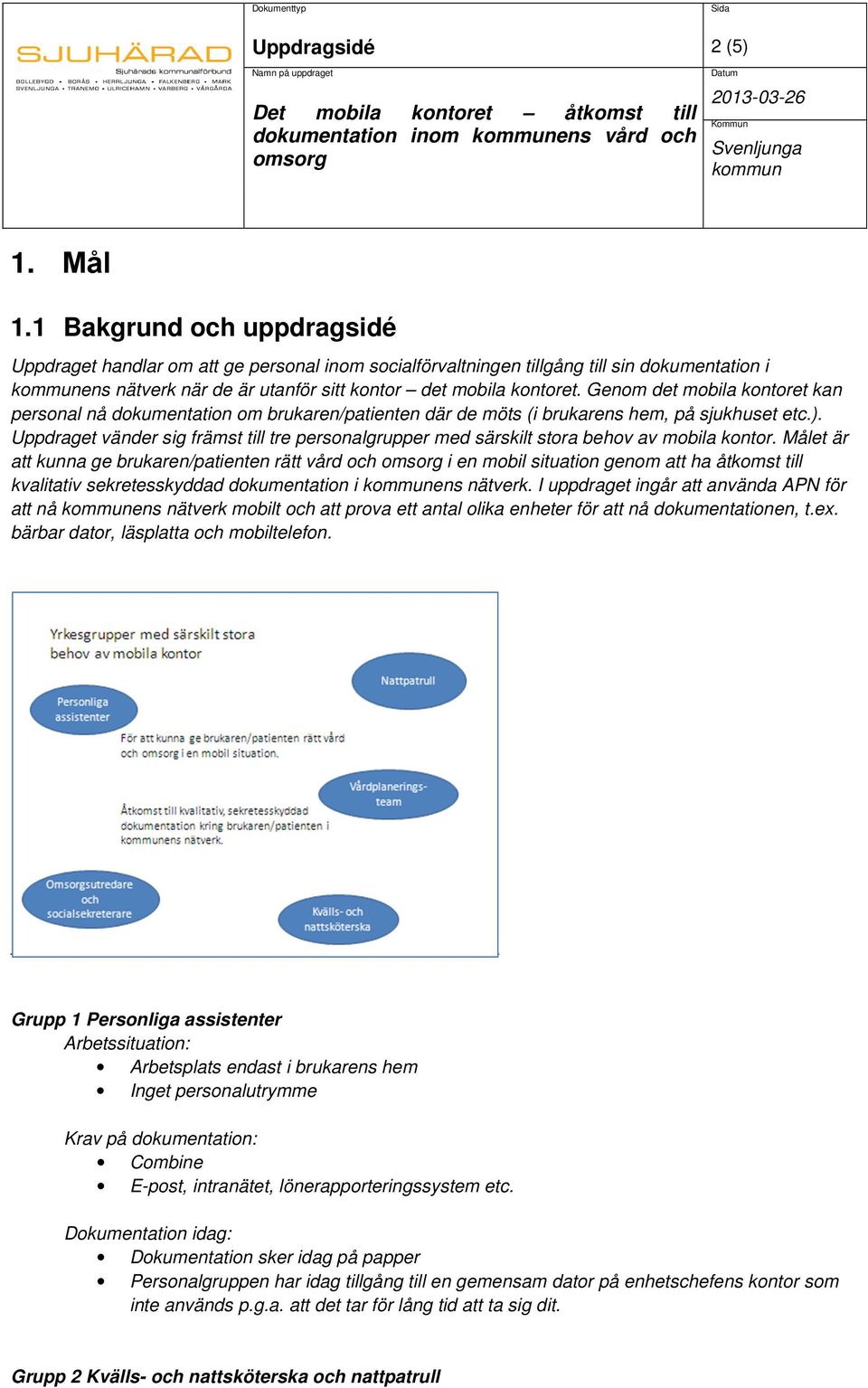 Genom det mobila kontoret kan personal nå dokumentation om brukaren/patienten där de möts (i brukarens hem, på sjukhuset etc.).