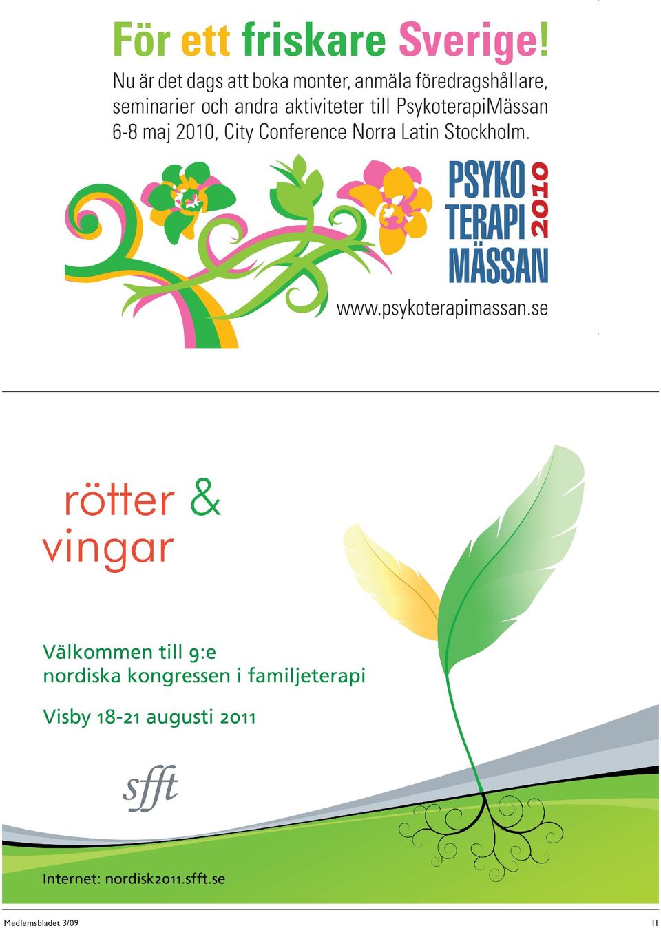 seminarier och andra aktiviteter till PsykoterapiMässan 6-8