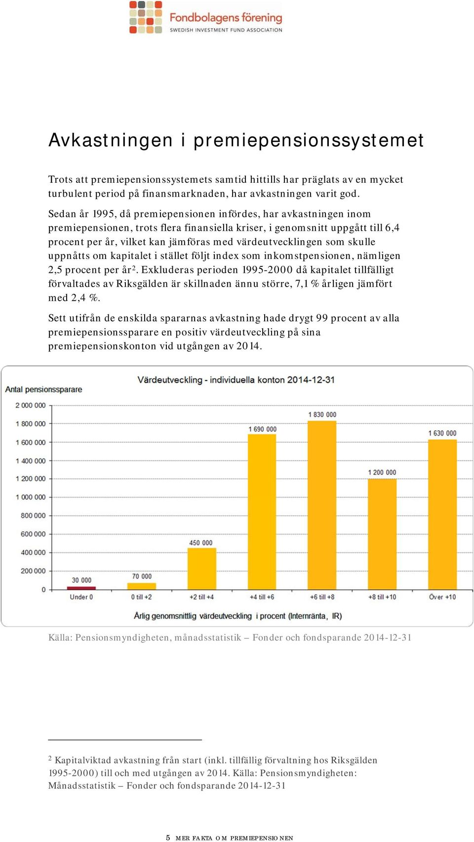 värdeutvecklingen som skulle uppnåtts om kapitalet i stället följt index som inkomstpensionen, nämligen 2,5 procent per år 2.